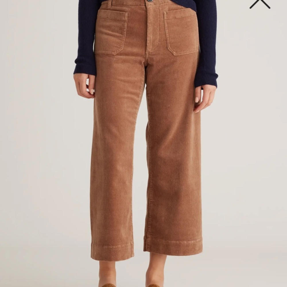 Brown Corduroy Wide-Leg Pants